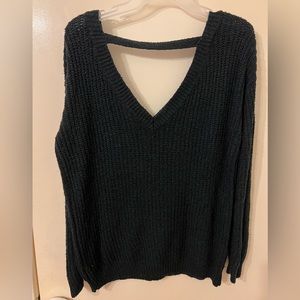 Black deep v warm sweater, moral fiber size medium, long sleeve